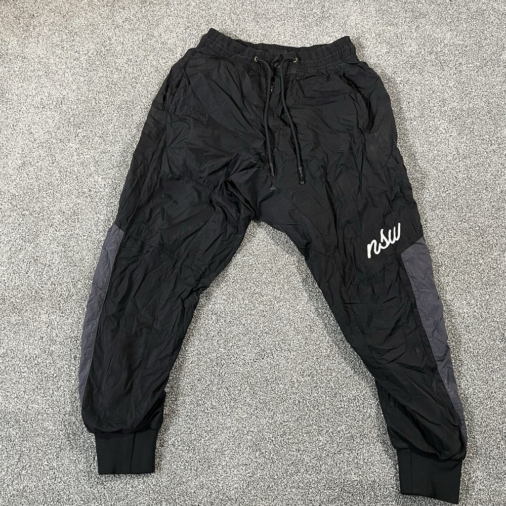 Nike NSW Woven Jogger Pants Men’s Small Black Gray Nylon Athletic Track Pants